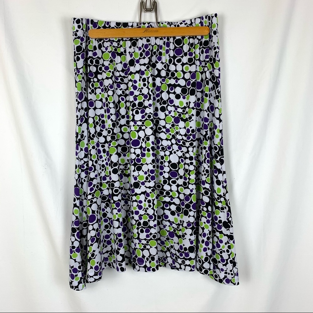 Laura Ashely Funky Purple Blk Polka Dot Skirt Sz M